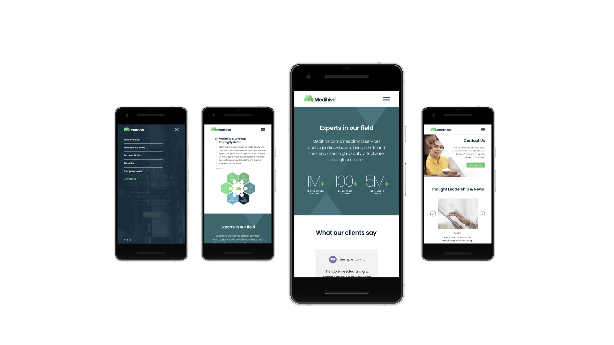 Medihive website on mobile devices