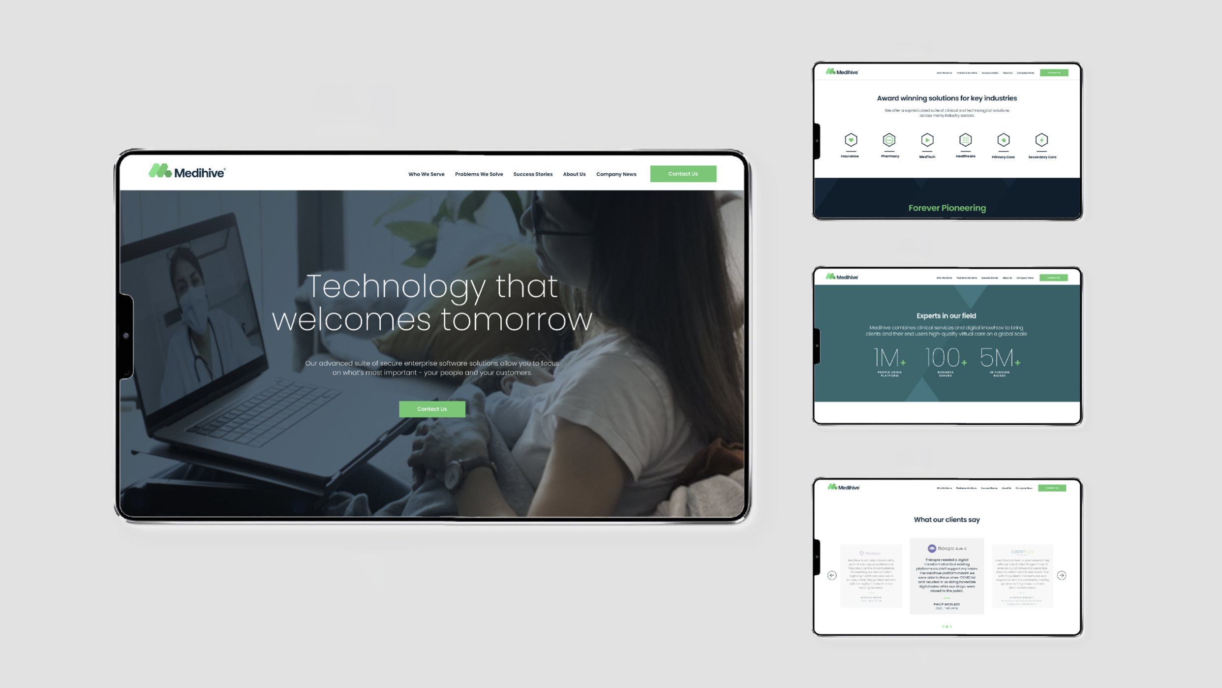 Medihive website across desktop and tablet